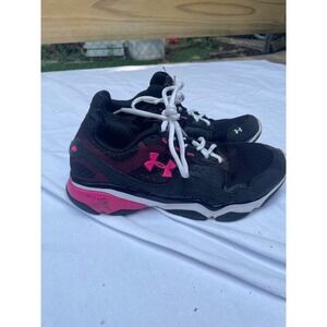 Under Armour Micro G Womens Running Shoes Black Pink Mesh Sneakers Size 8